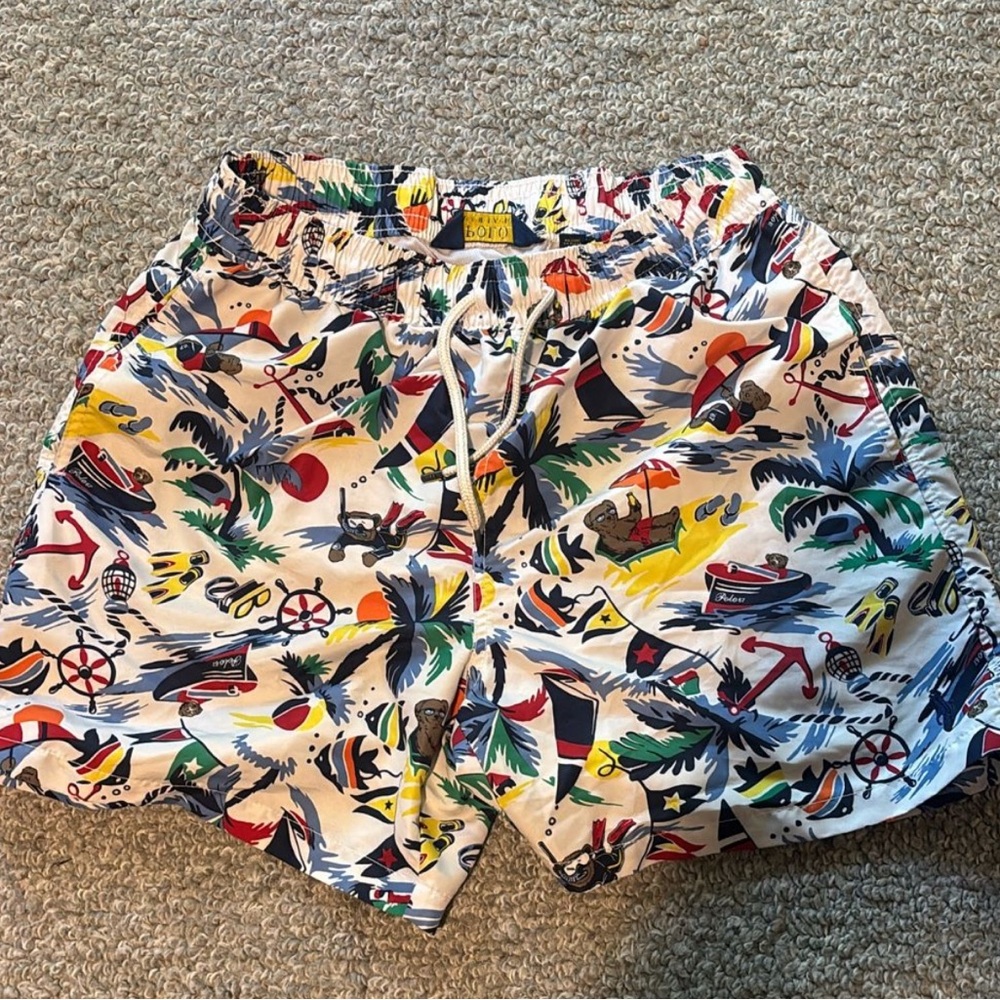 Colorful Nautical Print Swim Shorts